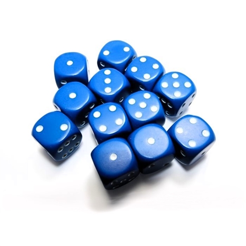 Opaque Blue and white 16mm d6 Dice block (12 Dice) - Roleplaying dice - Chessex